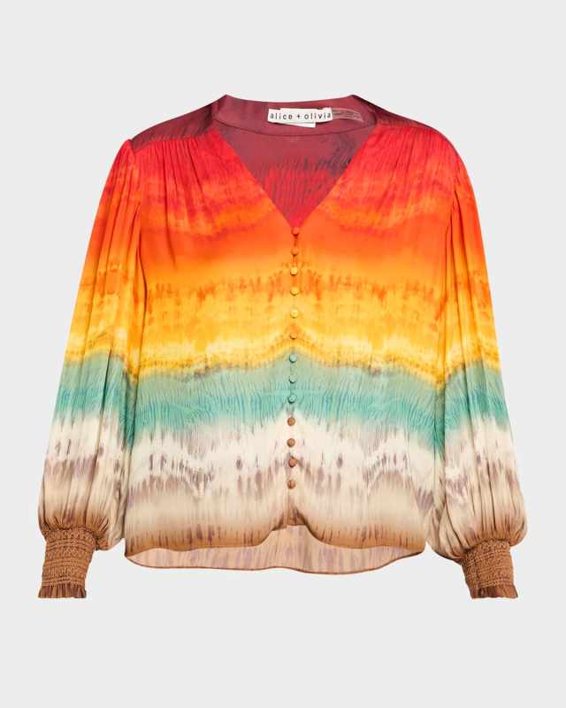 Serena Mandarin-Collar Blouse